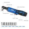 thumbnail image 2 of 3/8 Inch Cordless Ratchet Wrench with 2x 1500mAh Li-ion Battery, 7x Impact sockets, 30 Ft-lbs Torque, LED Light, Forward / Reverse Switch, 230RPM, Lightweight Electric Ratchet Wrench, 2 of 7