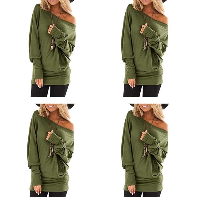 Guardurnaity Blusas sexys de manga larga para mujer, elásticas y fáciles de combinar. Blusas de mujer con hombros descubiertos. Prendas para la parte del cuerpo