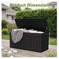 thumbnail image 7 of WDZS 78 Gallon Deck Box, Waterproof Resin Outdoor Storage Box for Outside and Patio, Outdoor Storage Bench Lockable for Patio Furniture, Garden Tools and Pool Supplies (Black, 78 Gallon), 7 of 7