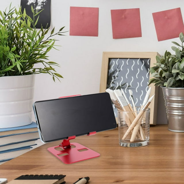 BESTYASH Soporte Para Teléfono De Escritorio Rojo Ajustable Para Smartphone Y Tablet Con Base Antideslizante