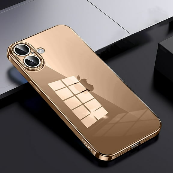 for iPhone 16 Plus Case Clear,Shockproof Soft TPU Bumper and Hard PC Back Phone Case,Non-Yellowing,Anti-Scratch,Drop Protection,Slim Fit Cover Case For iPhone 16 Plus,Titaniumgold