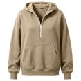 thumbnail image 4 of felwors Girls Sweatshirt Half Zipper Long Sleeve Pullover Quarter Zip Hoodie for Teen Girls 2026 Fall Fashion Preppy Clothes (Khaki,11-12 Years), 4 of 4