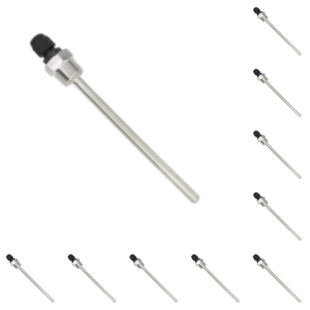 Scienceny Bolsillo de manga de inmersión de acero inoxidable para medición precisa de temperatura Thermowell 304 8x300 mm 304 8x300mm 10Conjunto