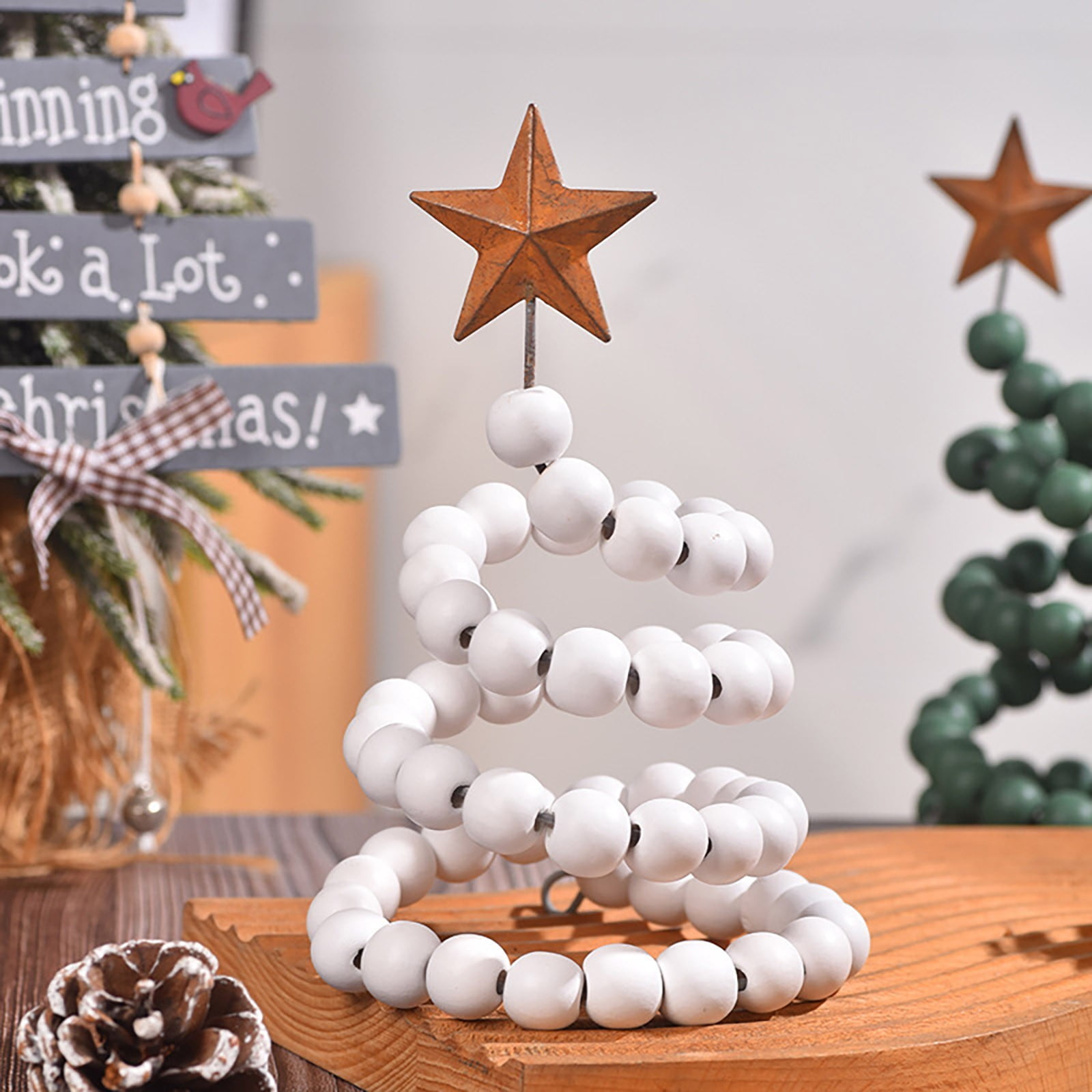 Christmas Decorative Ornament Wooden Christmas Tree Tabletop