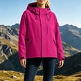 thumbnail image 2 of Liuinsasek Womens Windbreaker Waterproof Raincoat Long-Sleeve Solid Color Zipper Hooded Large Pocket Jacket for Outdoor Mountain Climbing Hiking Skiing Jacket, 2 of 7
