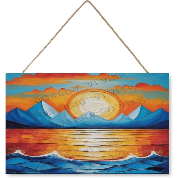 Sunrise Wall Art Wooden Sign Shabby Chic Country Decor Vintage Pictures for Bedroom Bathroom Kitchen Wall Decorations Bar Interior Decor 10"x16" Wooden Hanging Signs