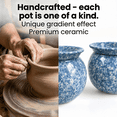 thumbnail image 3 of EFISPSS Hand-Patted Glaze Self Watering Ceramic Planter with Inner Clay Pot, 6 Inch Cobalt Blue African Violet Pots, Easy Care Indoor Plant Pot for Home Decor, 3 of 9