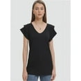 thumbnail image 3 of Womens Summer Tops Ruffle Short Sleeve V Neck T-Shirts Casual Loose Fit, 3 of 6