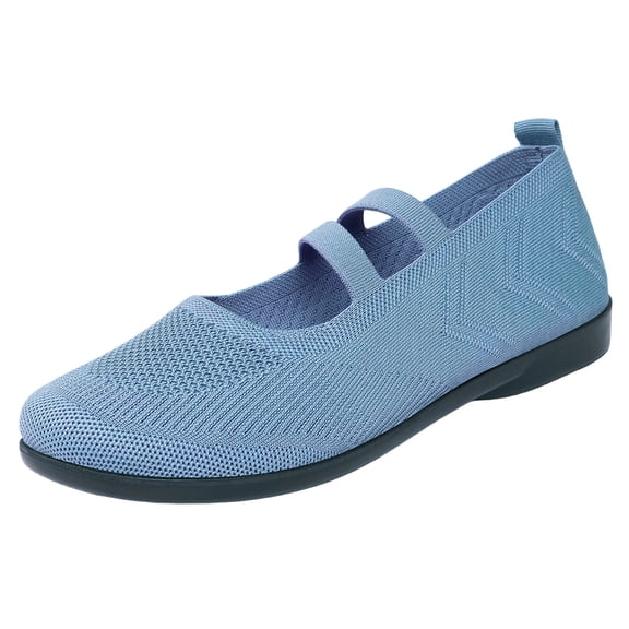 Wensltd Women Mary Jane Flats Elastic Band Round Toe Comfortable Walking Shoes