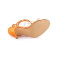 thumbnail image 5 of BLISSFUL STEP Women's Satin Rhinestone Clear Strap Strappy Lace Up Stiletto Heel Sandals, 5 of 8