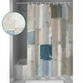 thumbnail image 3 of 72x78 Inch Shower Curtain Modern Geometric Bathroom Decor Waterproof Fabric Bathtub Bath Curtains Decorative Abstract Oil Painting Blue Brown Extra Long Shower Curtain Set with Hooks, 3 of 6