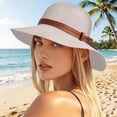 thumbnail image 7 of HONHUZH Summer Hats Womens Wide Brim Sun Hat With Leather Belt Foldable Beach Travel Hat, 7 of 7