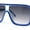 Blue - Smoke, variant on Oversized Rectangle Racer Shield 80s Plastic Fashion Flat Top Sunglasses Black - Smoke