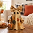thumbnail image 4 of Lighted Vintage Patchwork Ghost, 26 Inch Light Up Ghost with Pumpkin Lantern Halloween Decor, Glowing Light Up Ornaments Halloween Lamp, Rustic Fall Figurine for Mantel Shelf Entryway Porch, 4 of 6