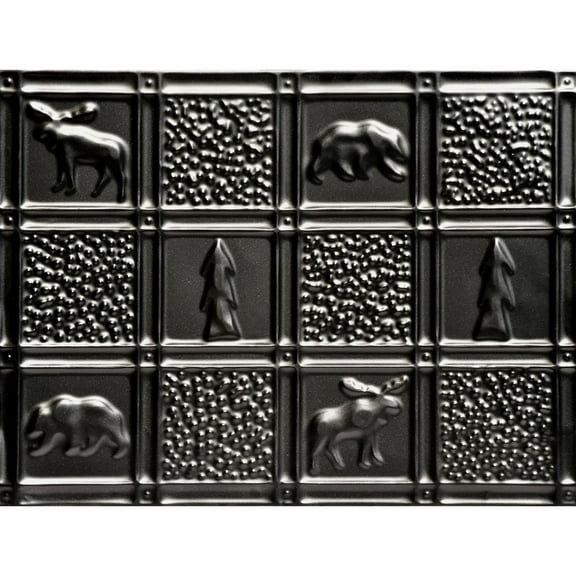 612-Gwen's Cabin 21 in. x 16 in. Tin Nail-up Wall and Backsplash Tile in Black (14 Sq. ft. / Pack) - 6 Pieces