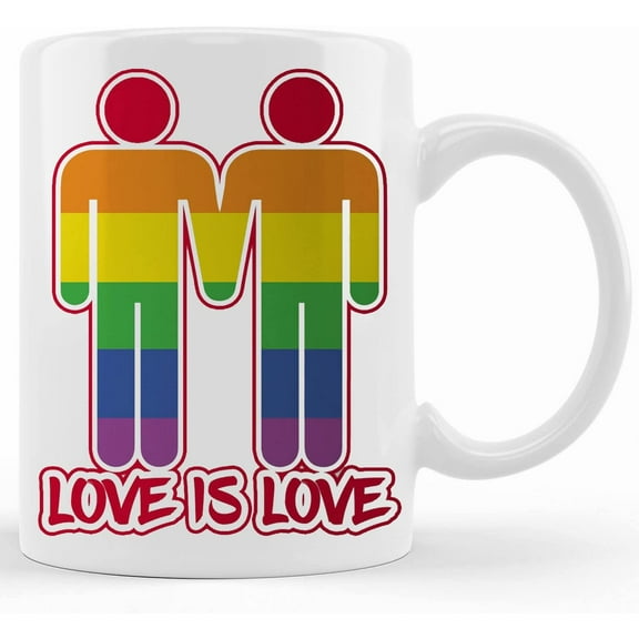 Valentine’s Day Mug Gift Love Is Love His Lgbt Gay Pride, Ceramic Novelty Coffee Mugs 11oz, 15oz Mug, Tea Cup, Gift Present Mug For Birthday, Christmas Thanksgiving Festival