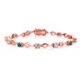 thumbnail image 2 of Gem Stone King 18K Rose Gold Plated Silver White Created Sapphire and London Blue Topaz and White Lab Grown Diamond Bracelet for Women (2.59 Cttw, Gemstone September Birthstone, Round 4MM, 7.5 inch), 2 of 3