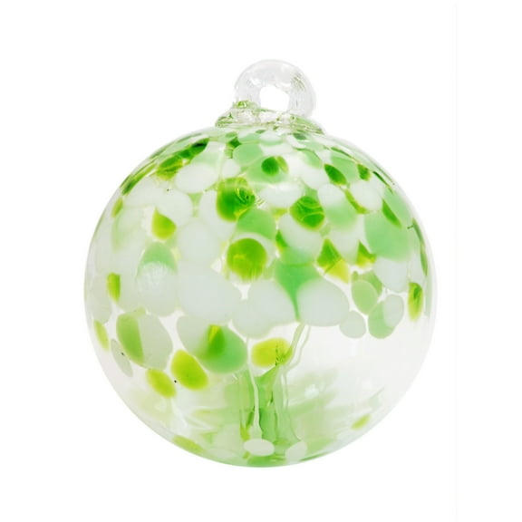 Celtic Art Glass Ornament - Hand Blown Green Glass Decor - 4 Inch Diameter - Contemporary Home Accent