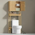 thumbnail image 4 of LEDREM over-the-Toilet Storage Cabinet with Built-In Charging Station,Adjustable Shelf and Bottom Stabilizer,3-Tier Bathroom Rack with Doors and Open Shelf,Natural Beige, 4 of 6