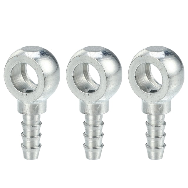 8 mm ID 6 mm OD Banjo Bolt Manguera Barb Accesorios Universal Banjo Fitting Fuel Line Adaptador Conector para motocicleta Coche Tono plateado - Paquete de 3