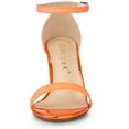 thumbnail image 2 of DARING DIVA Women's Ankle Strap Chunky Heels Glitter Vamp Open-Toe Sandals Orange 8.5, 2 of 7