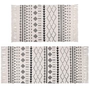 Cotton Area Rug Set 2 Piece 2' x 4.2' 2' x 3' Machine Washable Printed Cotton Rugs with Tassel Hand Woven Cotton Rug Runner for Kitchen, Living Room, Bedroom, Laundry Room, Entryway (Bohe)