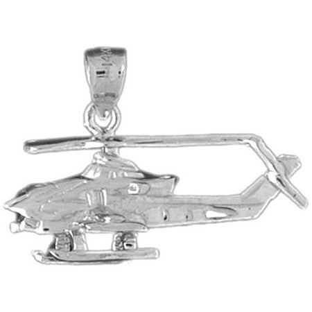 14K White Gold Helicopter Pendant - 20 mm