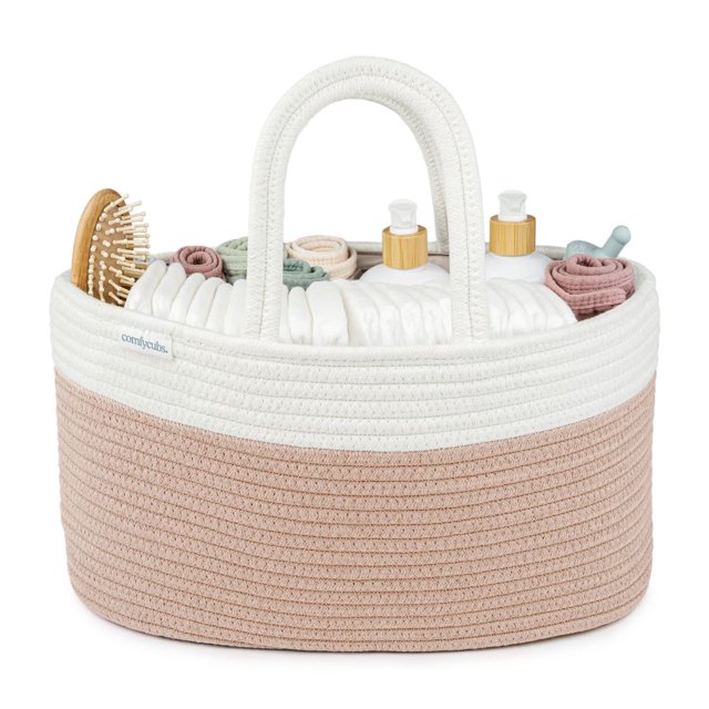Organizador para pañales Comfy Cubs de cuerda, algodón rosa suave