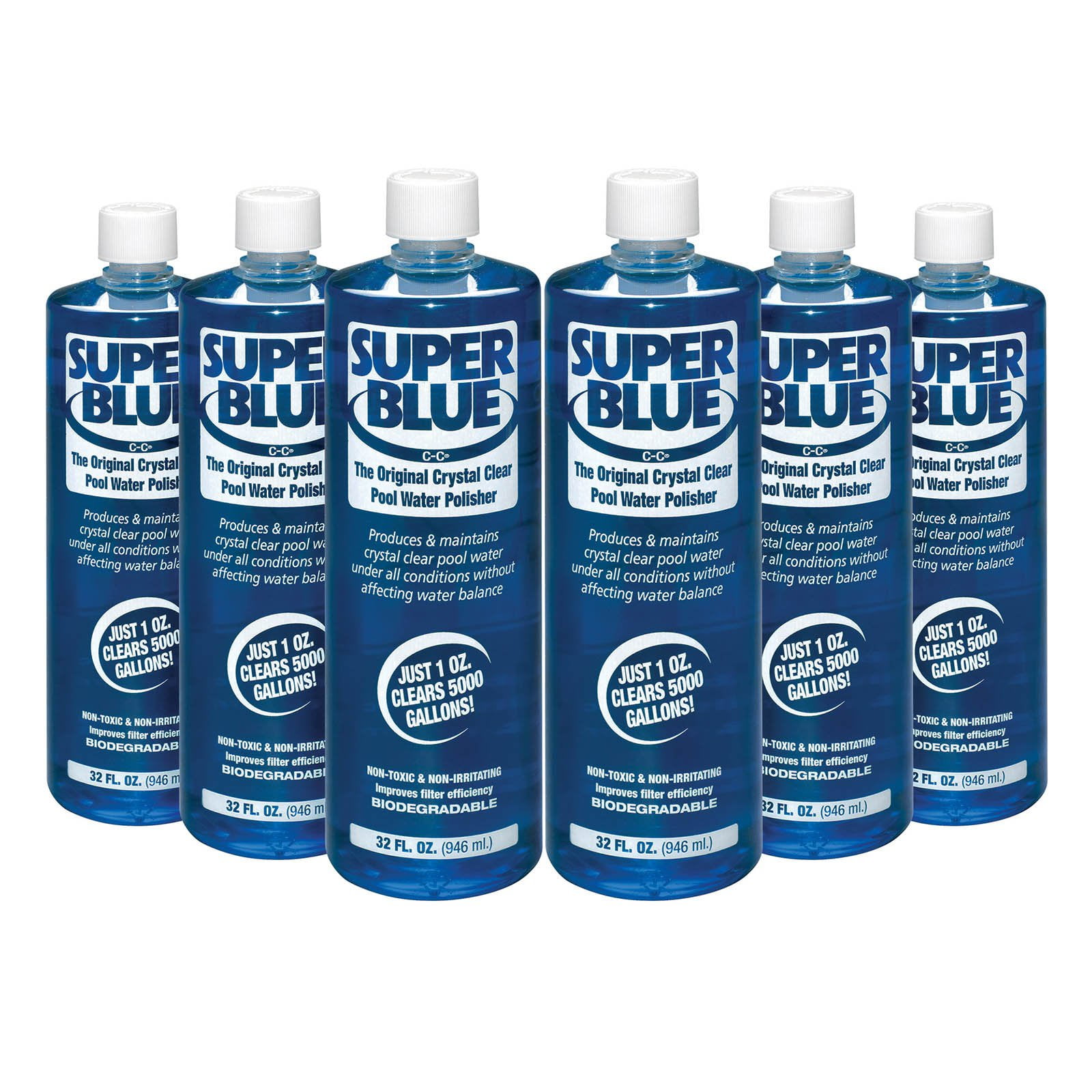 Robarb Super Blue Pool Water Clarifier, 1Quart 6Pack