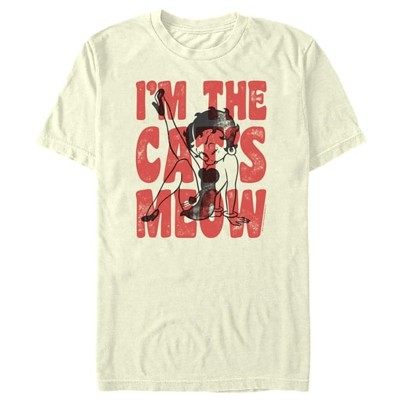 Men's Betty Boop I'm the Cats Meow  Graphic Tee Beige Large