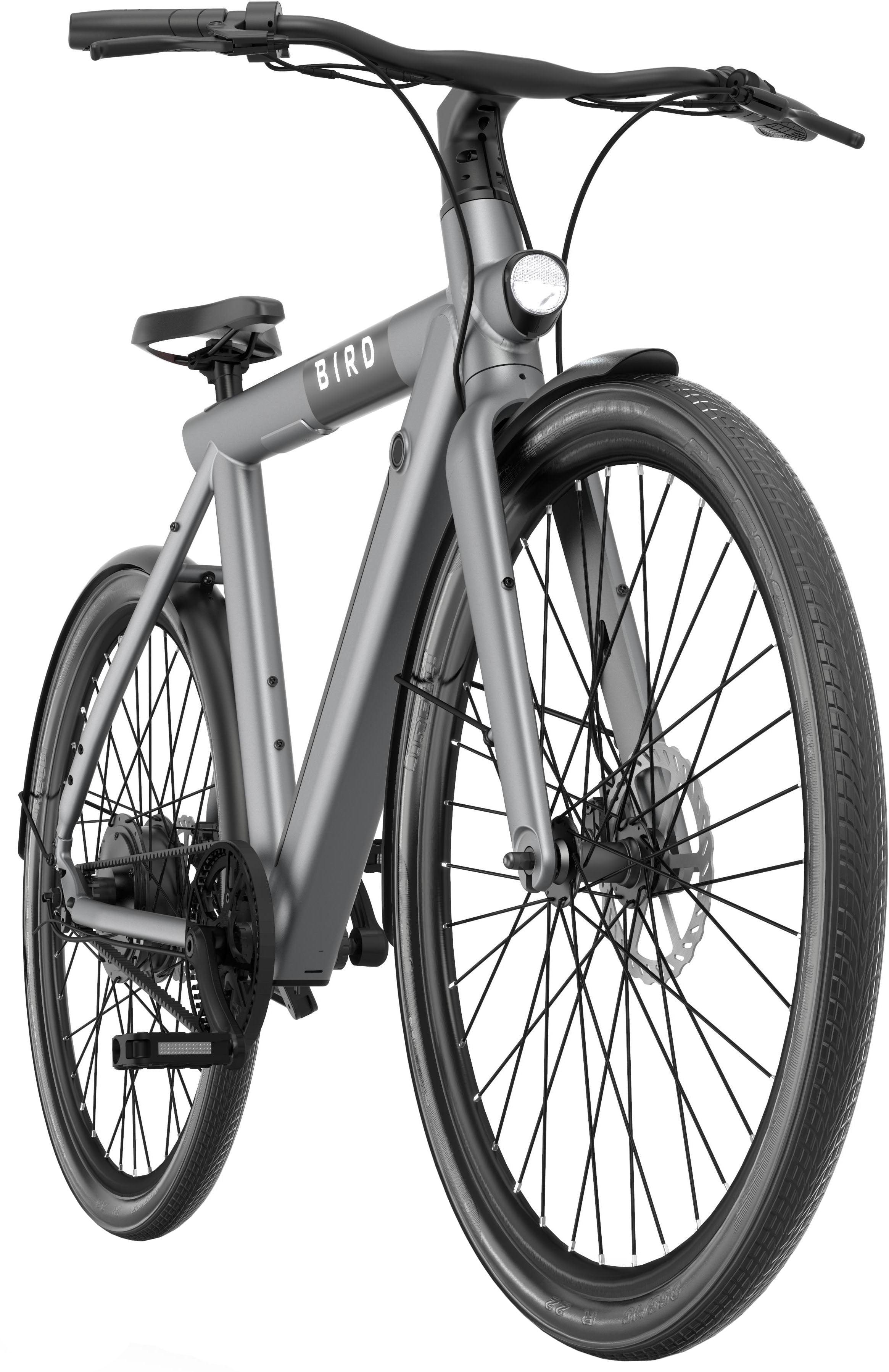 Bird A-Frame eBike | 500 Watt, App Control, LCD Dash Display | Alloy Frame, Belt Drive, Removable Battery, 28” Kenda Wheels, Integrated Lights | 50 Mile Range, 20 MPH Max Speed | Gravity Gray