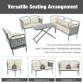 thumbnail image 3 of 5-Piece Patio Sectional Sofa Set Outdoor Woven Rope Furniture Conversation Set with Glass Table and Cushions for Garden Backyard Porch Poolside, 3 of 9