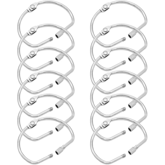 12 PCS 2 Inch D-Shaped Loose Leaf Binder Rings, Nickel Plated Metal Book Rings with Screw Lock for Index Cards, Documents, Keychains, DIY Crafts, Office, School, and Home Supplies (2 Inch)