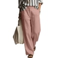 thumbnail image 2 of GUACER Cotton Linen Wide Leg Pants for Women Drawstring Waist with Pockets Casual Summer Trousers, 2 of 6
