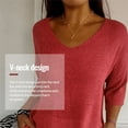 thumbnail image 3 of Solid Color Knitted V-Neck Top, V Neck Loose Pullover Knit Sweaters Tops, Plus Size Tshirts for Women, 3 of 7