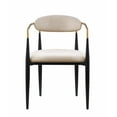 thumbnail image 4 of Modern Stylish Dining Chairs Set of 6 Taupe Fabric Upholstered Seat Backrest Black Frame Luxury Dining Furniture, 4 of 7