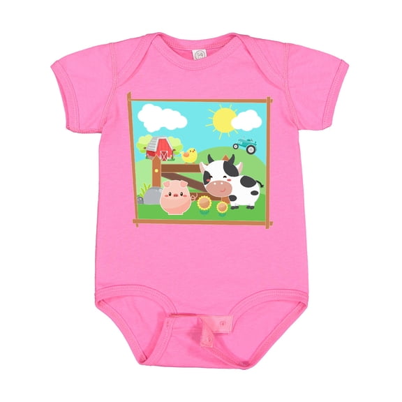 Inktastic Farm Animals with Cow, Chick and Pig Boys or Girls Baby Bodysuit