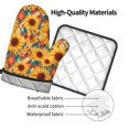 thumbnail image 4 of Xecao Diamond Bohemian Sunflower Pattern Oven Mitts and Pot Holders Sets Heat Resistant Silicone Oven Mittens Extra Thicken Long Kitchen Cotton Oven Glove for Cooking, 4 of 7