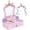 Deep Pink, variant on BRINJOY Wooden Vanity Set for Kids, Toddler Tabletop Beauty Salon Play Set w/Accessories & Drawer, Princess Makeup Pretend Play Vanity Table Toy with Crown Shaped Mirror for Little Girls Age 3-8