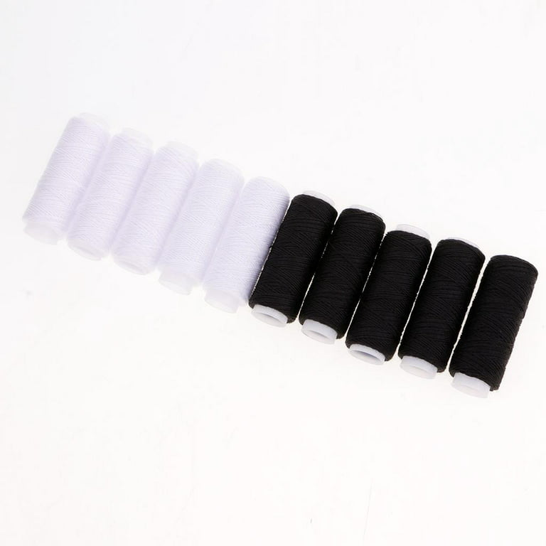 All-Purpose Sewing Thread Kit - 6 Spools of Polyester White & Black Thread for S