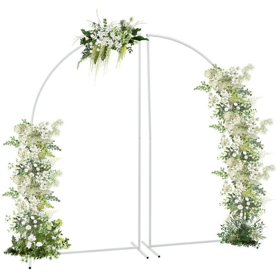 White 1.8 m/5.91 ft Wedding Arch Backdrop Decorative Stand, Set of 2 Metal Arch Background Stand