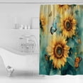 thumbnail image 2 of Sunflower Butterfly Shower Curtain, 60" x 72", Watercolor Green Yellow Painting Pastoral Nature Waterproof Bathroom Curtain Washable Shower Curtain Set with 12 Hooks, 2 of 6