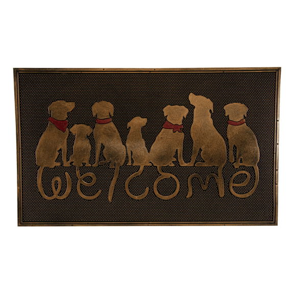 Dog Welcome Copper and Black Rubber Doormat 29" x 18"