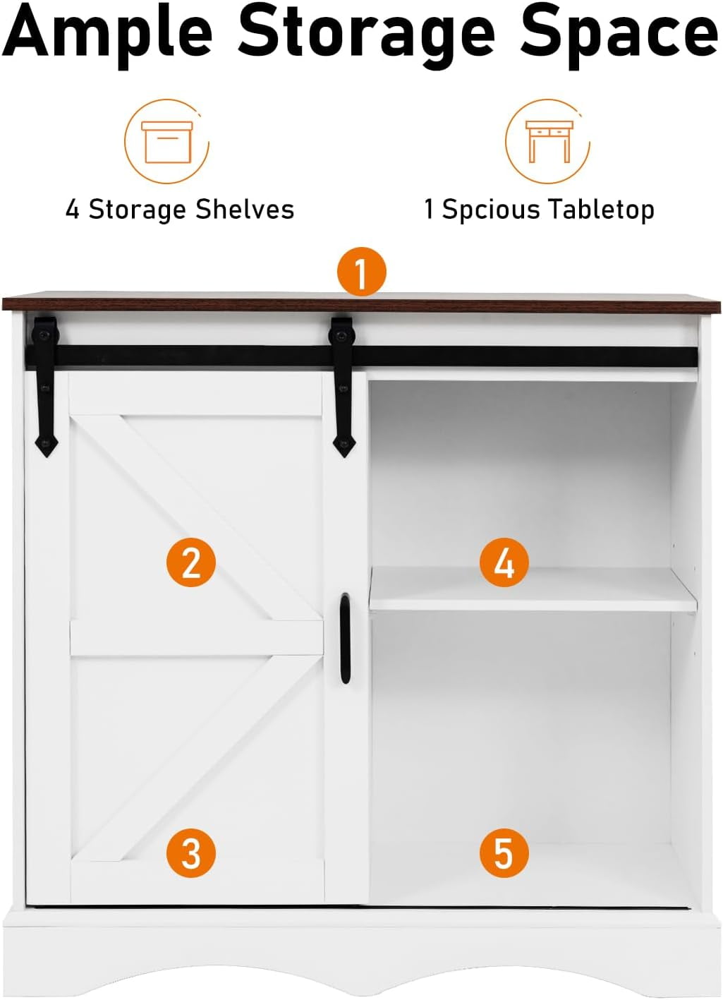 Chvans 31.5" Farmhouse Coffee Bar Cabinet with Storage, Aquarium Stand Fish Tank Table, Grey Accent Cabinets for Living Room, Entryway, White