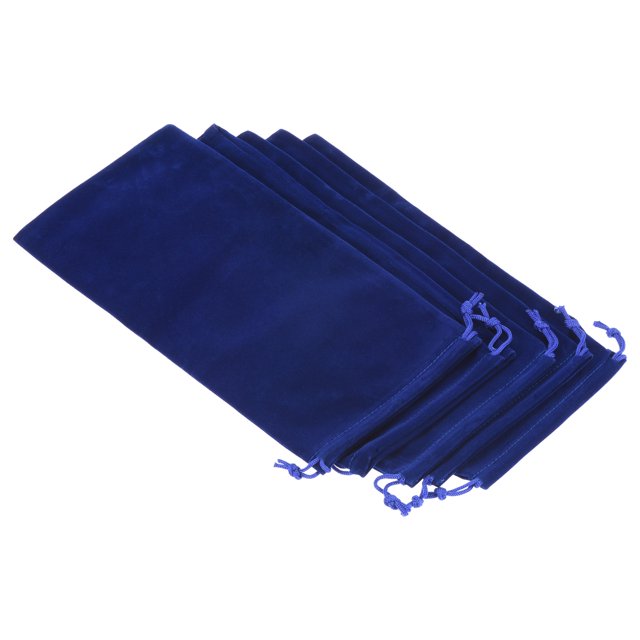 Unique Bargains Pochette en Microfibre 30x15cm, 5 Pcs Sac Cadeau à Cordon de Rangement Doux, Bleu Foncé