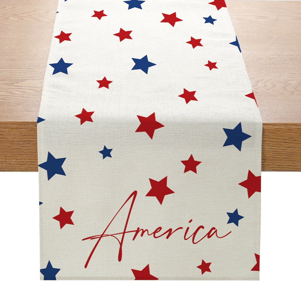 Independence Day Linen Table Runners PatrioticStars Table Cover For ...