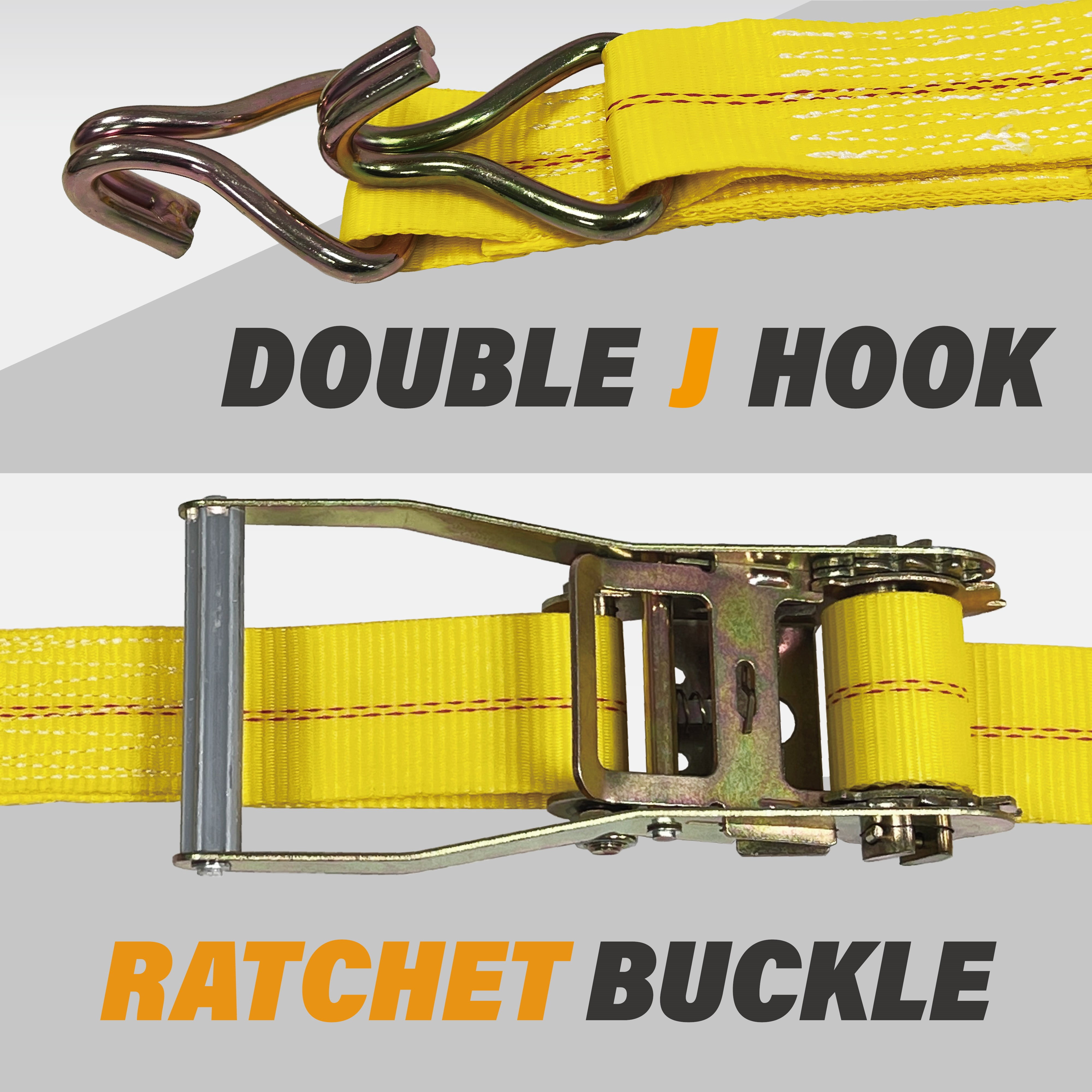 Ratchet Straps 2" x 15' x 5000lbs Cargo Tie Down Straps with J Hooks for Trucks and Tailers by KODIAK STRAPS [Long Handle] (6)