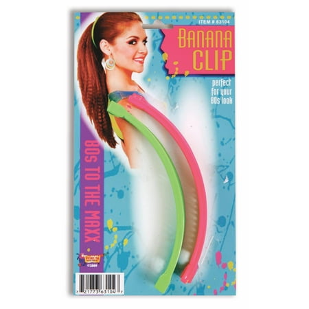 Bandana Pop - 80'S 2Pc Banana Clip Set Hair Clips Costume Accessory Pop Star Neon Pink Green