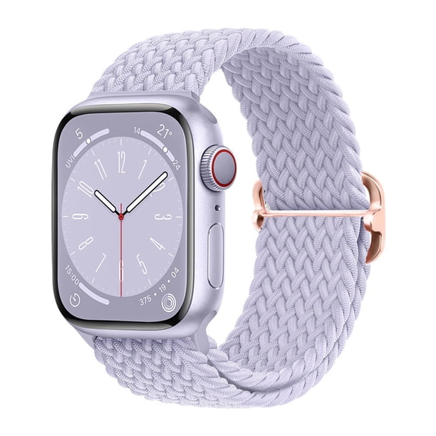 Adecuado para Apple Apple iwatch Correa de reloj plana para hebilla deslizante tejida de nailon arcoíris Correa elástica universal