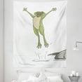thumbnail image 1 of Frog Tapestry, Frog Jumping in Excitement in the Water Happy Toad Freedom Relax Lifestyle Humor, Fabric Wall Hanging Decor for Bedroom Living Room Dorm, 5 Sizes, Olive Green Grey, by Ambesonne, 1 of 1